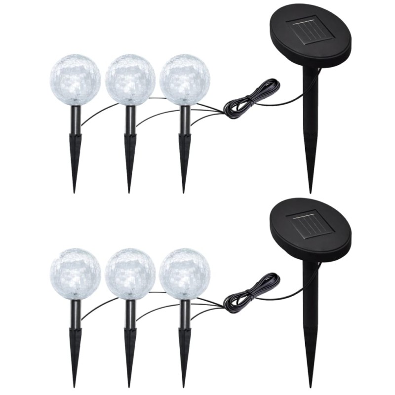 Candeeiros de jardim 6 pcs LED com estacas e painéis solares-Iluminação de exterior-Home Retail