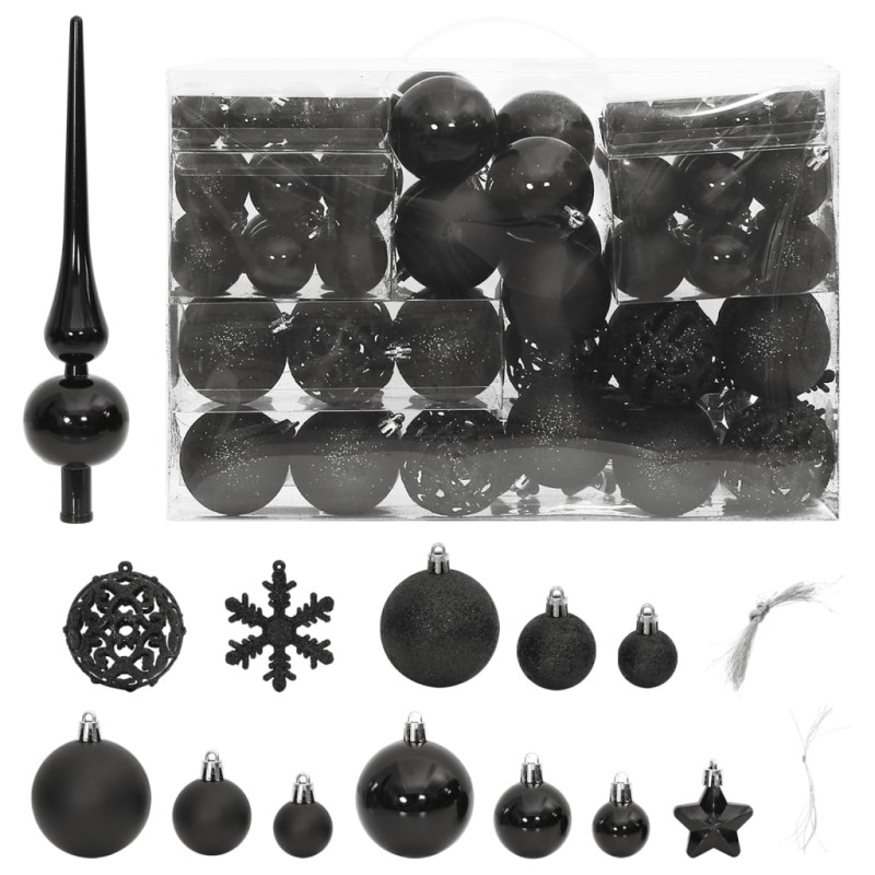 111 pcs conjunto de enfeites de Natal poliestireno preto-Enfeites do Feriados-Home Retail