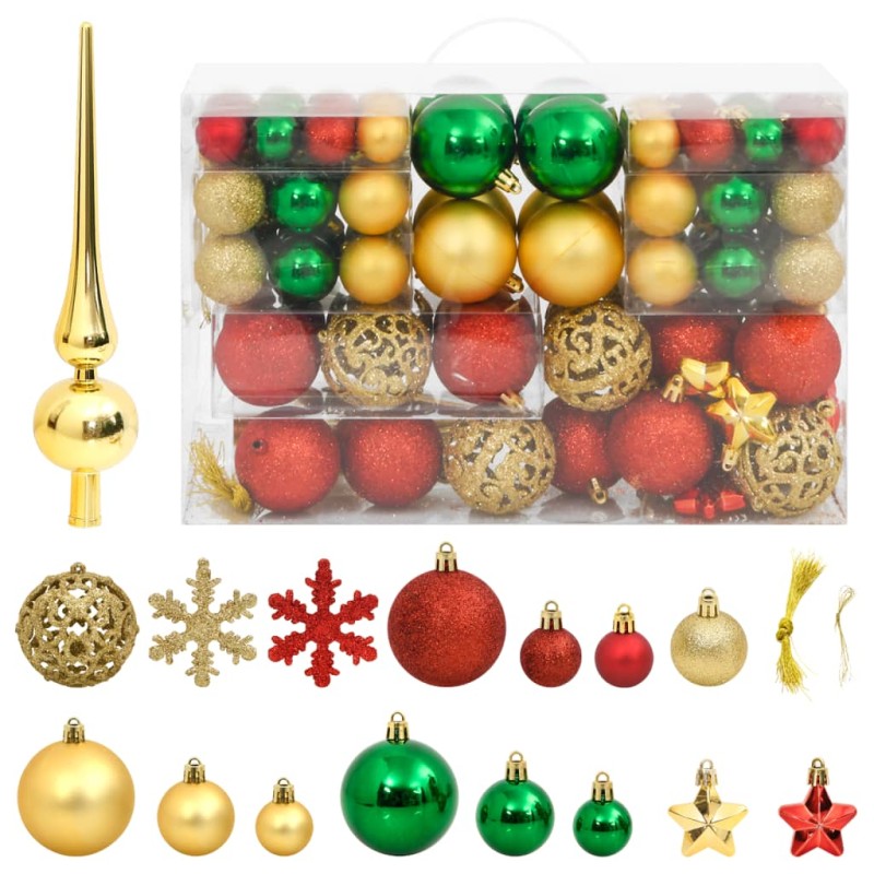 111pcs conj. enfeites Natal poliestireno vermelho/verde/dourado-Enfeites do Feriados-Home Retail