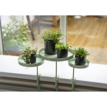 Esschert Design Tabuleiro para plantas redondo com braçadeira M verde