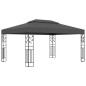 Gazebo com toldo duplo e cordões de luzes LED 3x4 m antracite