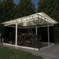 Gazebo c/ mosquiteiro e cordões luzes LED 4x3x2,73m creme