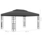 Gazebo com toldo duplo e cordões de luzes LED 3x4 m antracite