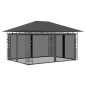 Gazebo c/ mosquiteiro e cordões luzes LED 4x3x2,73m antracite