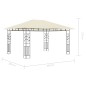 Gazebo c/ mosquiteiro e cordões luzes LED 4x3x2,73m creme