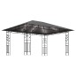 Gazebo c/ mosquiteiro e cordões luzes LED 4x3x2,73m antracite