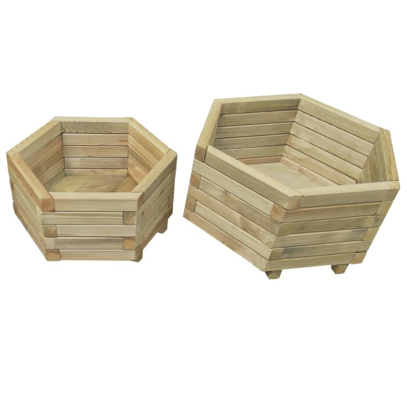 Conjunto canteiro elevado de jardim 2 pcs pinho impregnado-Vasos e floreiras-Home Retail