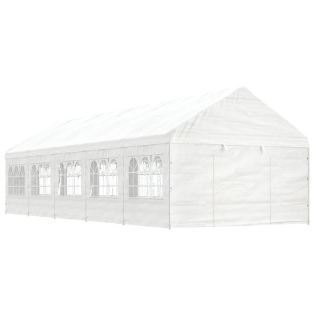 Gazebo com telhado 11,15x4,08x3,22 m polietileno branco