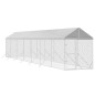 Canil de exterior com teto 2x14x2,5 m aço galvanizado prateado