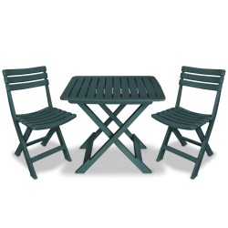 Conjunto bistrô para jardim 3 pcs plástico verde