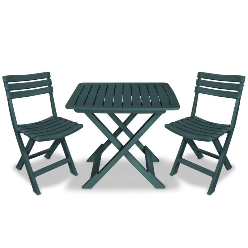 Conjunto bistrô para jardim 3 pcs plástico verde-Conjuntos de jardim-Home Retail