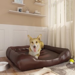 Cama para cães 80x68x23 cm couro artificial castanho