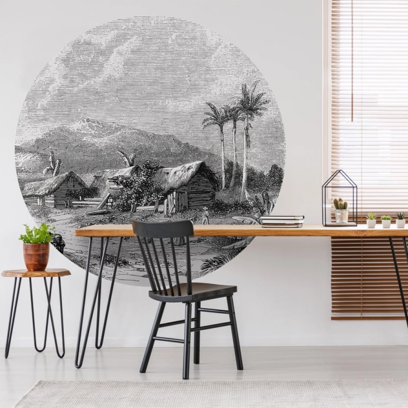 WallArt Papel de parede circular "Landscape of Guadeloupe" 190 cm-Papel de parede-Home Retail