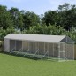 Canil de exterior com teto 2x14x2,5 m aço galvanizado prateado