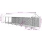 Canil de exterior com teto 2x14x2,5 m aço galvanizado prateado