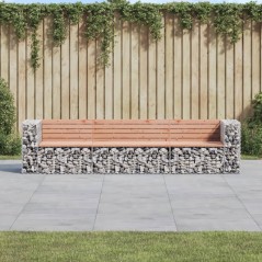 Banco jardim design gabião 287x71x65,5cm madeira douglas maciça