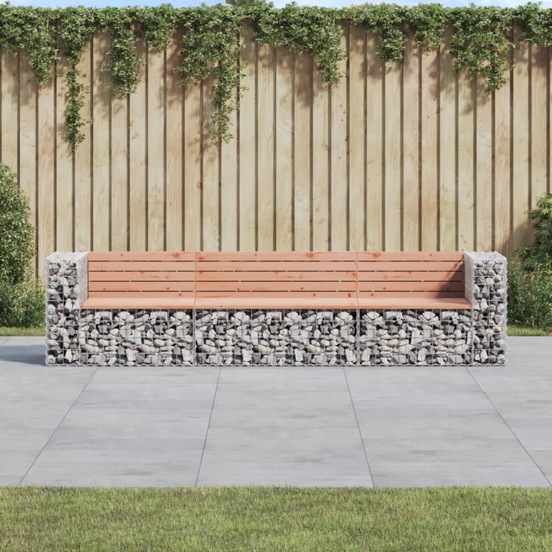 Banco jardim design gabião 287x71x65,5cm madeira douglas maciça-Bancos de jardim-Home Retail