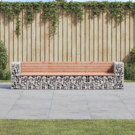 Banco jardim design gabião 287x71x65,5cm madeira douglas maciça