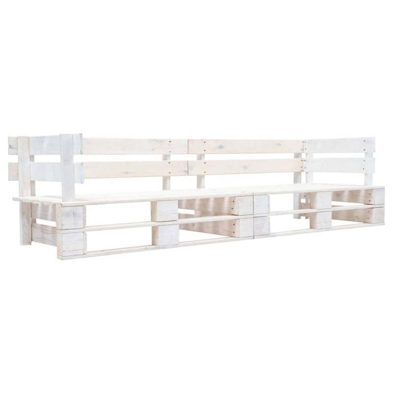 Sofá de paletes para jardim com 2 lugares madeira branco-Bancos de jardim-Home Retail