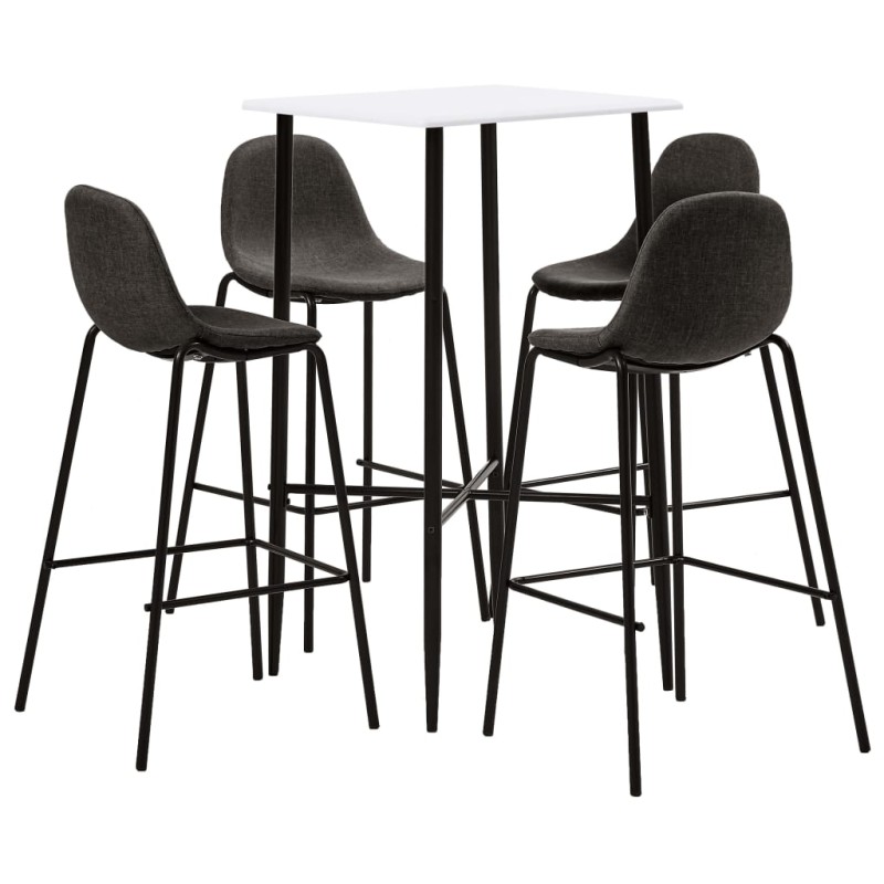 5 pcs conjunto de bar tecido cinzento-escuro-Conjuntos de móveis para cozinha e sala de jantar-Home Retail