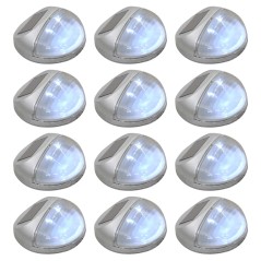 Candeeiro de parede solar LED exterior 12 pcs prateado redondo