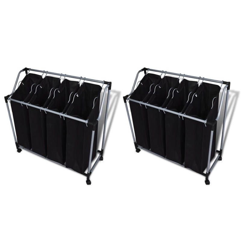 Separadores de roupa suja com sacos 2 pcs preto e cinzento-Cestos para lavandaria-Home Retail