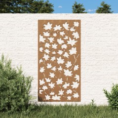 Decoração p/ muro jardim 105x55 cm aço corten design folha ácer