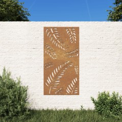 Decoração p/ muro de jardim 105x55 cm aço corten design folhas