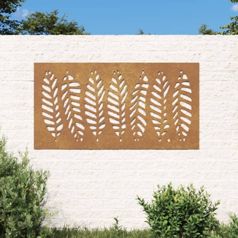 Decoração p/ muro de jardim 105x55 cm aço corten design folhas-Pósteres, quadros e artes visuais-Home Retail