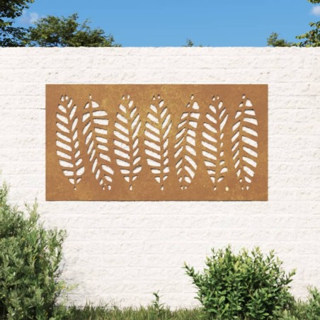 Decoração p/ muro de jardim 105x55 cm aço corten design folhas