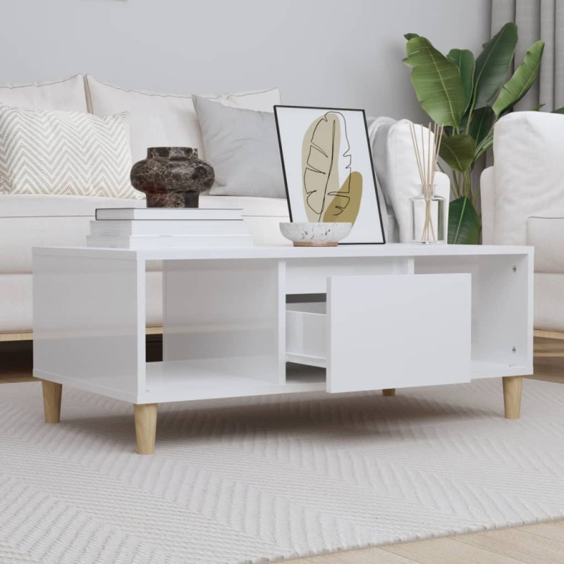 Mesa de centro 90x50x36,5 cm derivados madeira branco brilhante-Mesas de centro-Home Retail