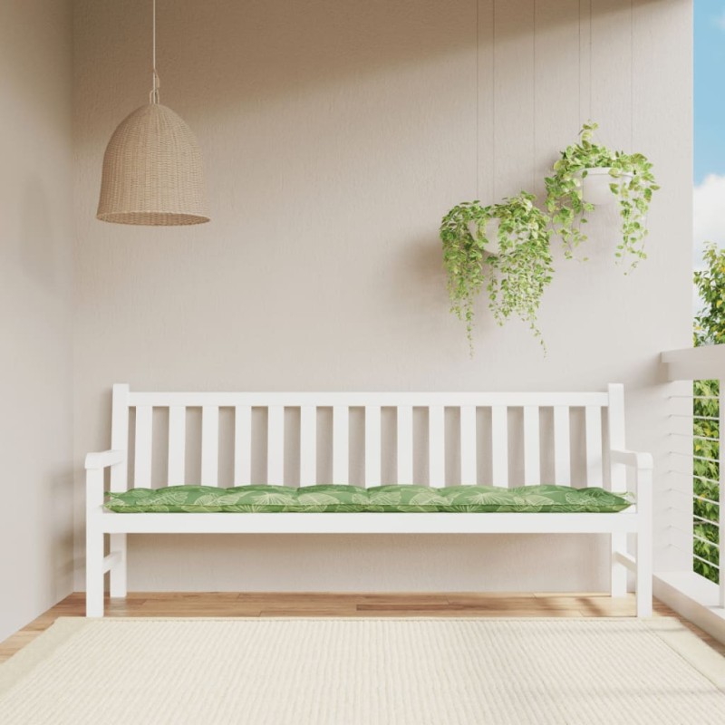 Almofadão p/ banco de jardim 200x50x7 cm tecido padrão folhas-Almofadas para poltronas e sofás-Home Retail