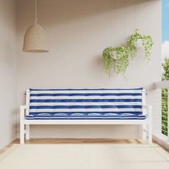 Almofadões p/ banco jardim 2 pcs 200x50x7 cm tecido azul/branco