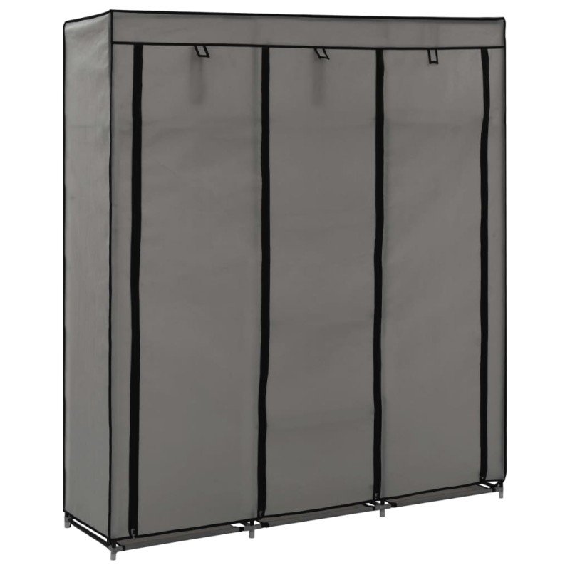 Roupeiro c/ compartimentos e varões 150x45x175 cm tecido cinza-Guarda-roupas-Home Retail