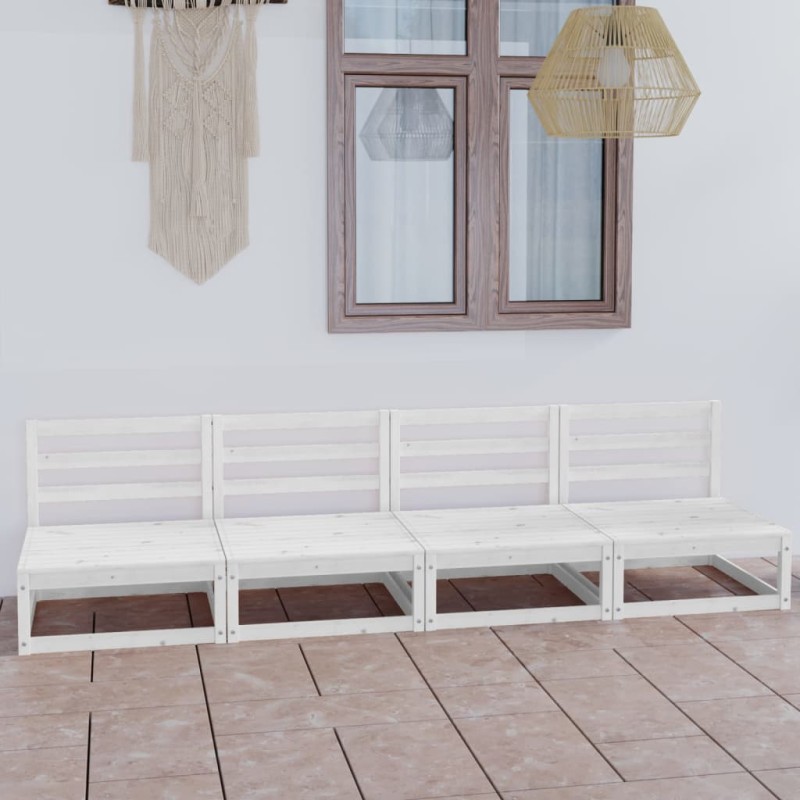 Sofá de 4 lugares para jardim pinho maciço branco-Sofás para exterior-Home Retail