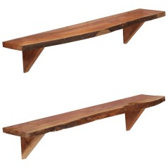 Prateleiras de parede 2 pcs 90x20x18cm madeira de acácia maciça