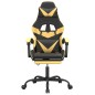 Cadeira gaming giratória + apoio couro artificial preto/dourado