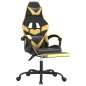 Cadeira gaming giratória + apoio couro artificial preto/dourado