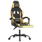 Cadeira gaming giratória + apoio couro artificial preto/dourado