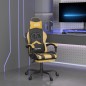 Cadeira gaming giratória + apoio couro artificial preto/dourado