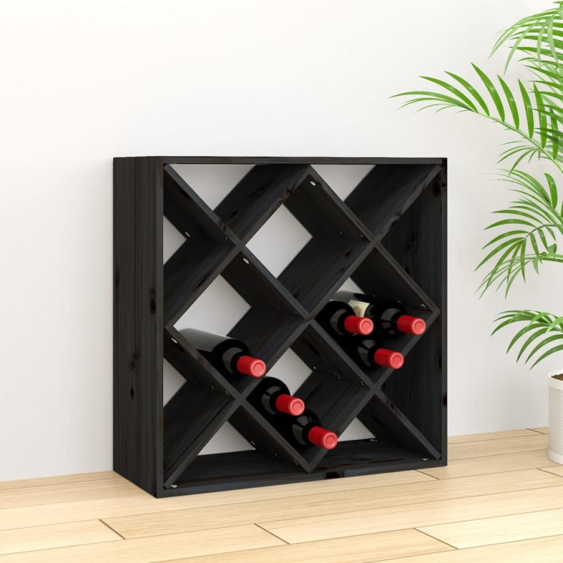 Garrafeira 62x25x62 cm madeira de pinho maciça preto-Armários para vinhos e licores-Home Retail