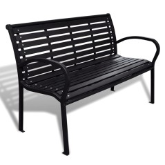 Banco de jardim 125 cm aço e WPC preto