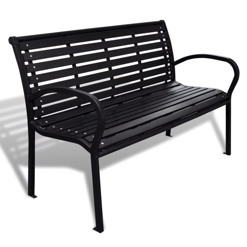 Banco de jardim 125 cm aço e WPC preto-Bancos de jardim-Home Retail