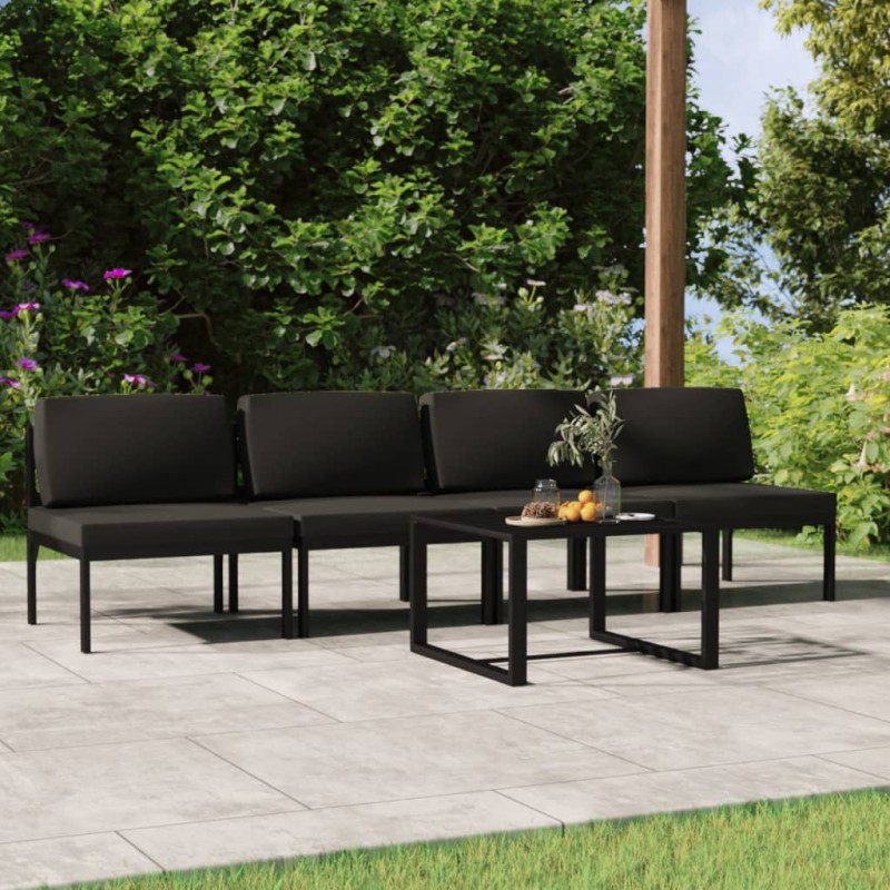 5 pcs conjunto lounge jardim com almofadões alumínio antracite-Conjuntos de jardim-Home Retail