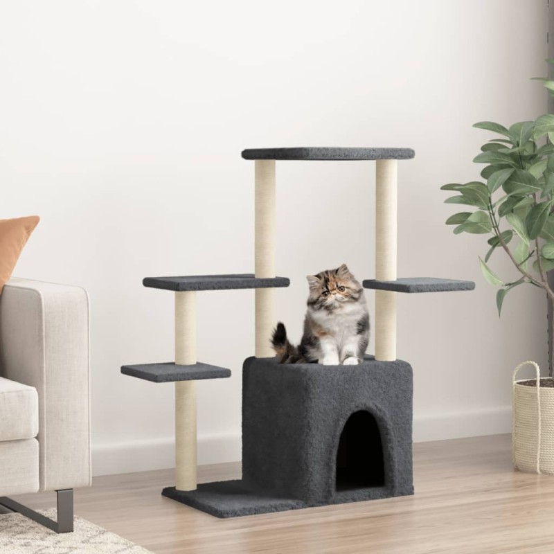 Árvore gatos c/ postes arranhadores sisal 97,5 cm cinza-escuro-Móveis para gatos-Home Retail