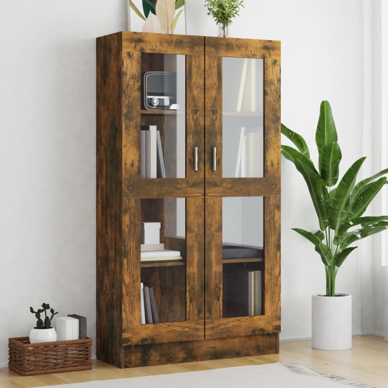 Vitrine 82,5x30,5x150 cm derivados de madeira carvalho fumado-Estantes para livros-Home Retail