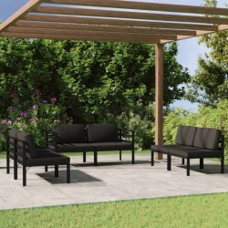 6 pcs conjunto lounge jardim com almofadões alumínio antracite