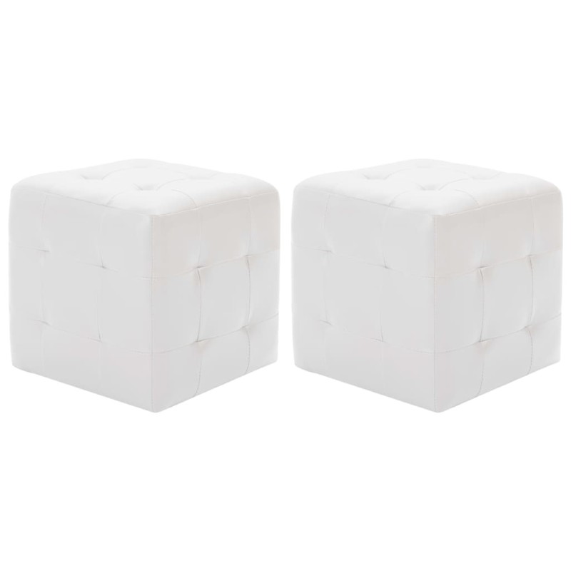 Pufe 2 pcs 30x30x30 cm couro artificial branco-Pufes-Home Retail