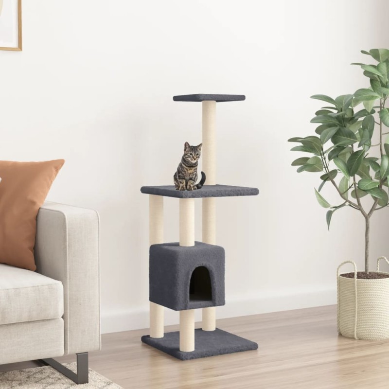 Árvore p/ gatos c/ postes arranhadores sisal 104cm cinza-escuro-Móveis para gatos-Home Retail