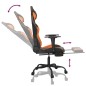 Cadeira gaming massagem c/ apoio pés couro artif. preto/laranja